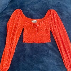 Urban Outfitters Orange Cropped Long Sleeve